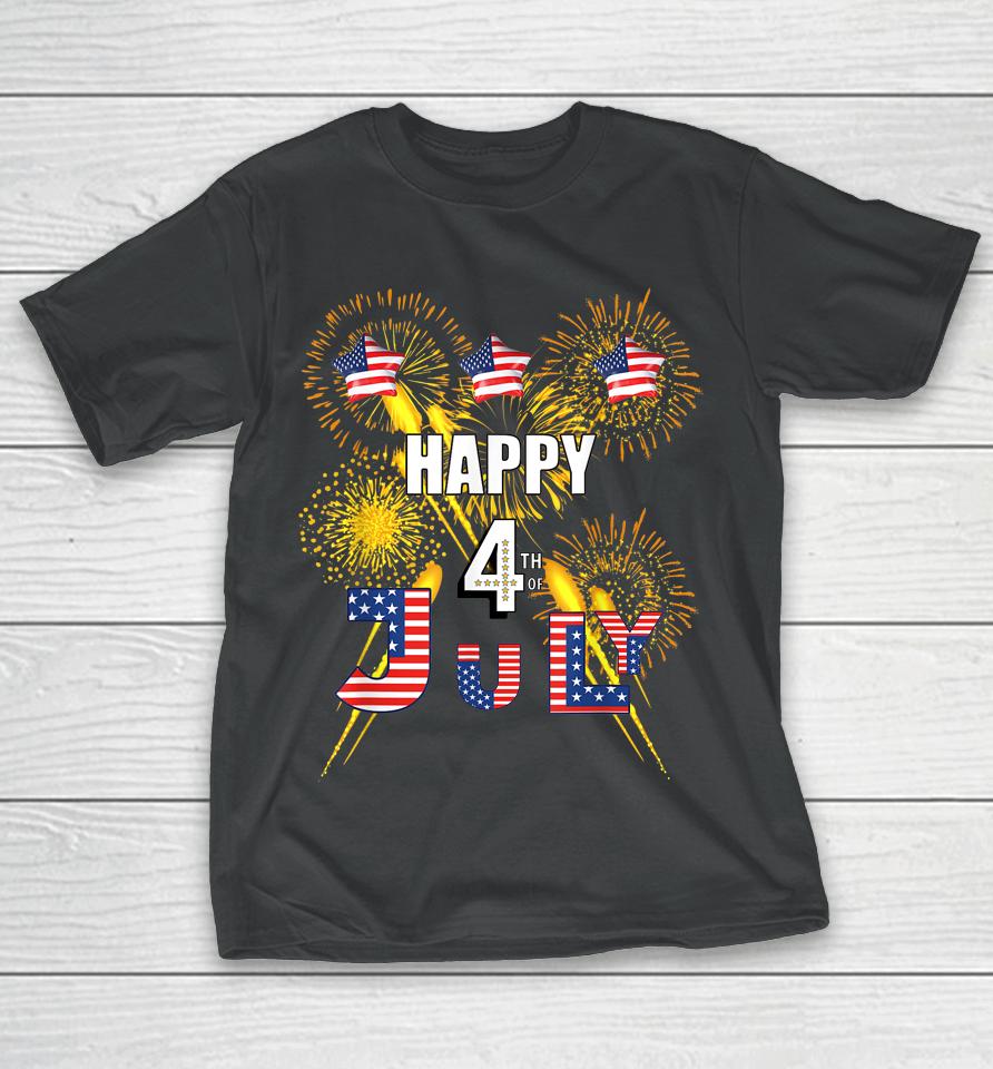 Happy 4Th Of July Flag Fireworks Balloons T-Shirt
