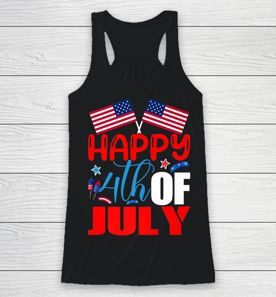 Happy 4Th Of July Independence Day Usa American Flag Racerback Tank