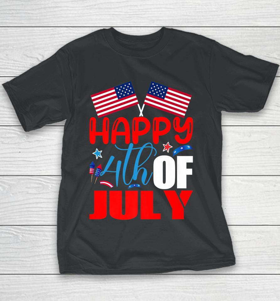 Happy 4Th Of July Independence Day Usa American Flag Youth T-Shirt