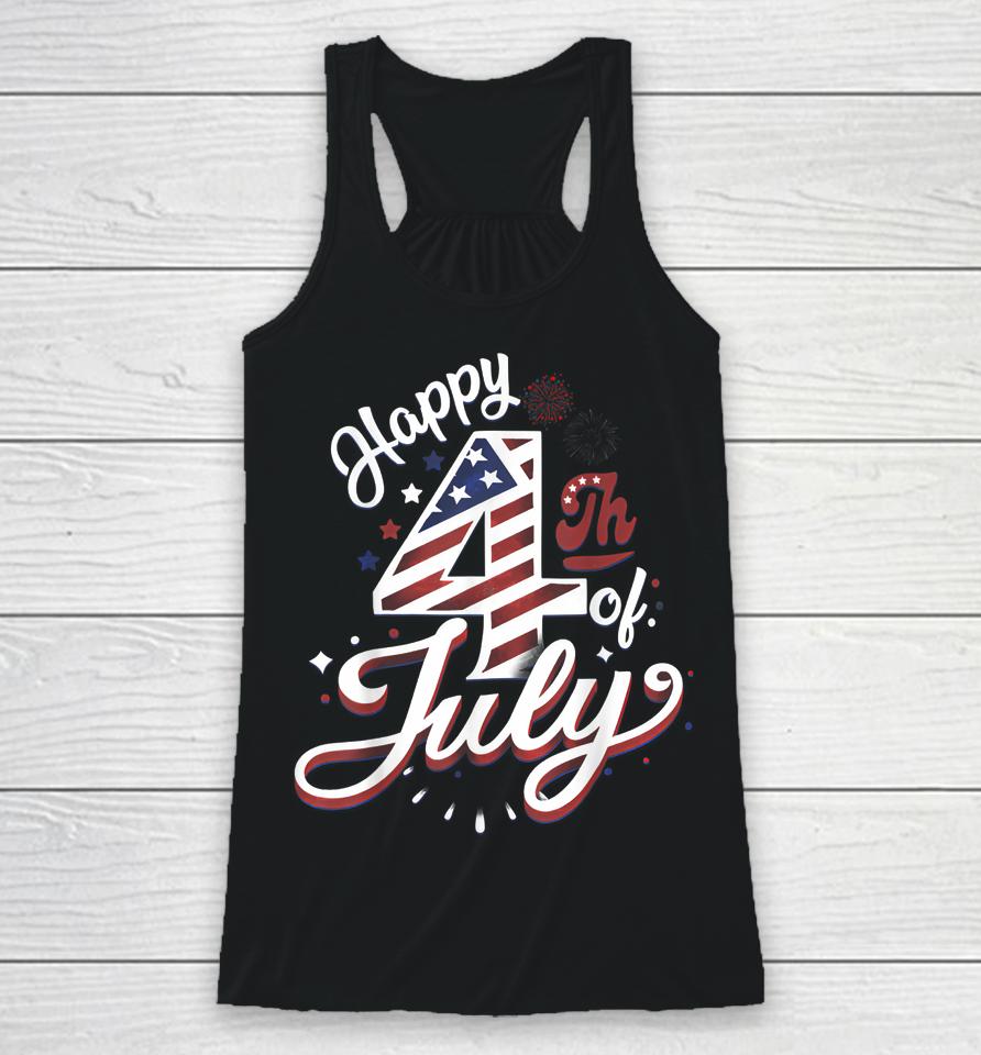 Happy 4Th Of July Patriotic American Us Flag 4Th Of July Racerback Tank
