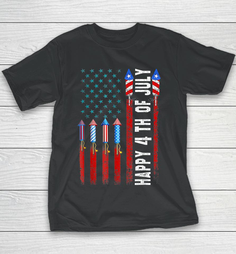 Happy 4Th Of July Patriotic American Us Flag 4Th Of July Youth T-Shirt