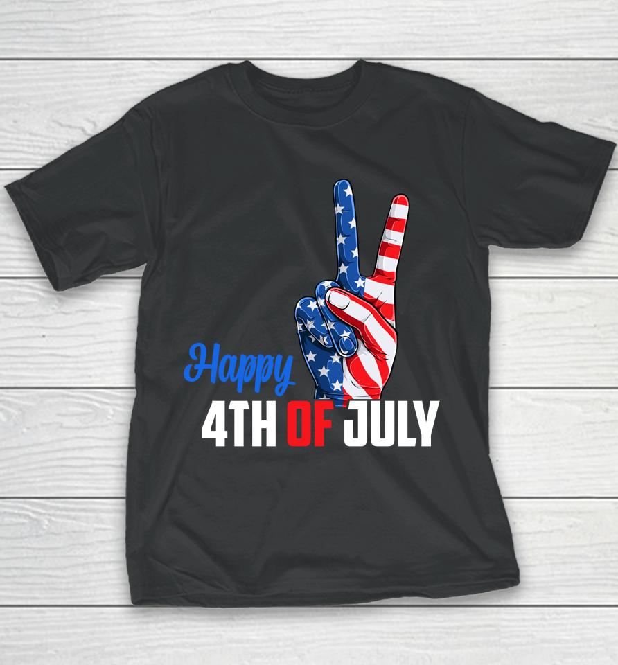 Happy 4Th Of July Peace America Independence Day Patriot Usa Youth T-Shirt