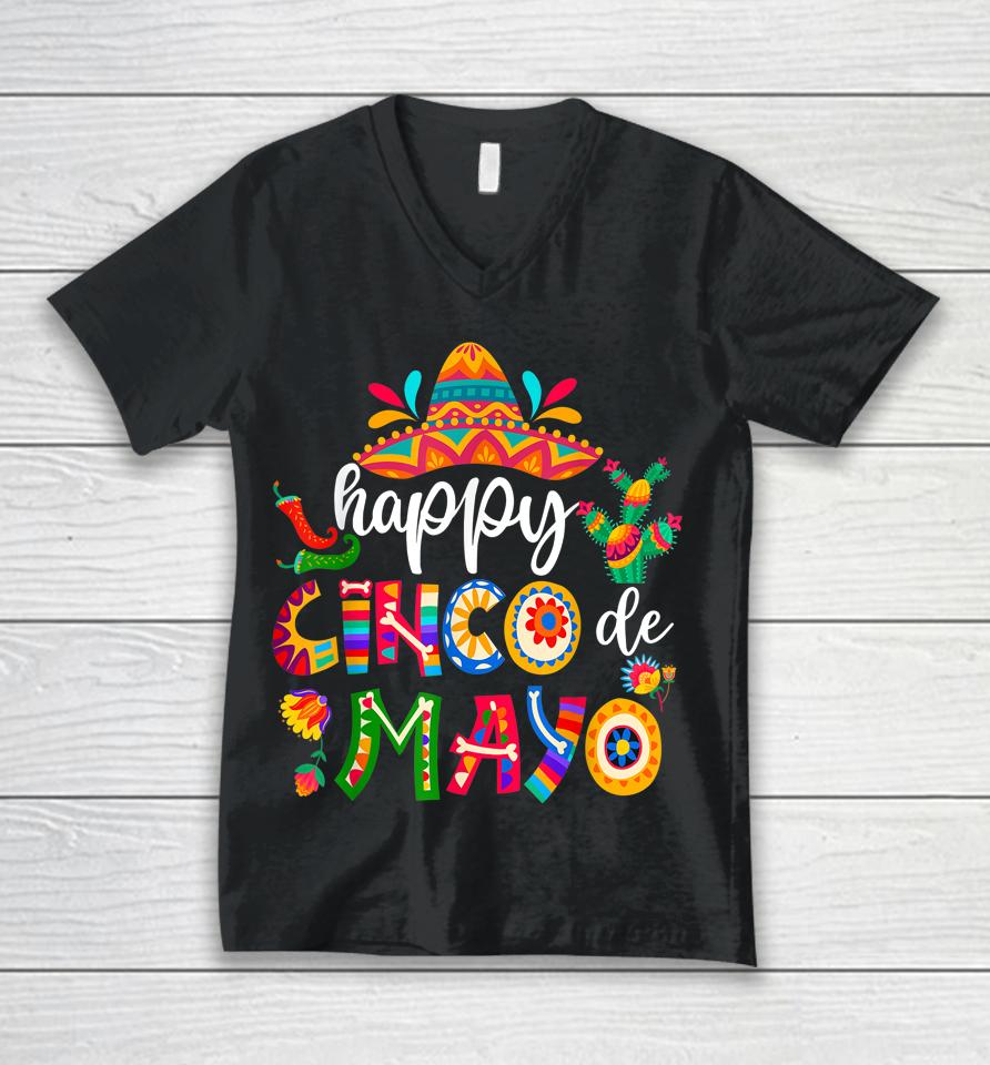 Happy 5 De Mayo Cinco Viva Mexico Unisex V-Neck T-Shirt
