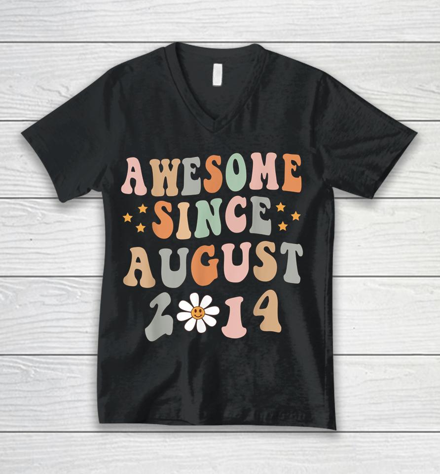 Happy 8Th Birthday 8 Year Old Awesome Since August 2014 Unisex V-Neck T-Shirt