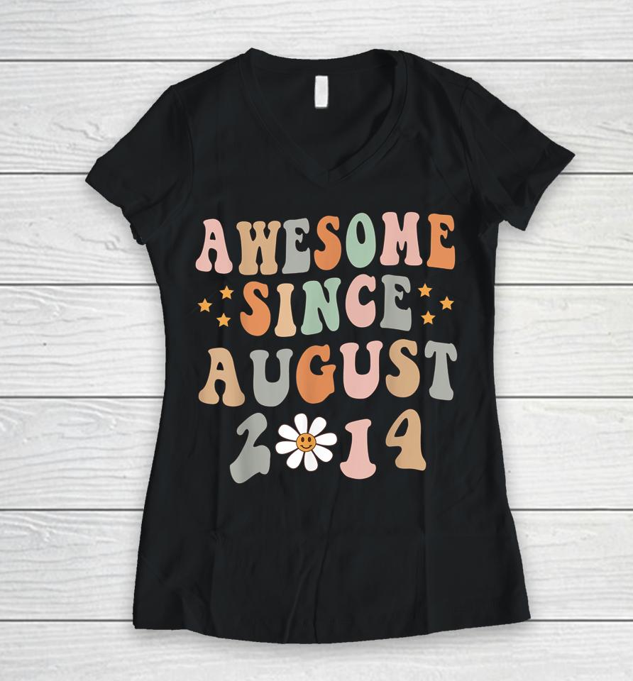 Happy 8Th Birthday 8 Year Old Awesome Since August 2014 Women V-Neck T-Shirt