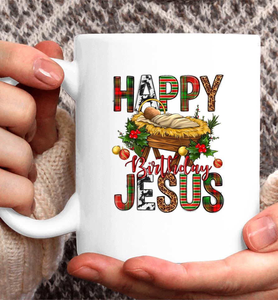 Happy Birthday Jesus Christmas Christ Cow Print Coffee Mug