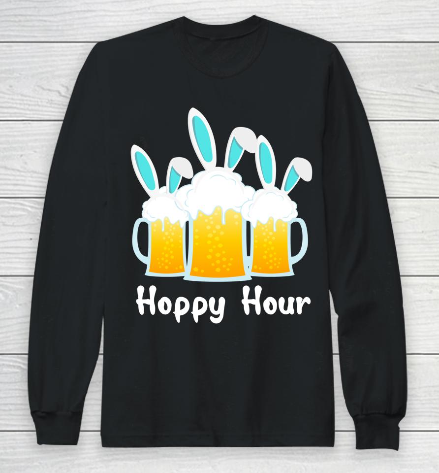 Happy Bunny Beer Drinking Punny Easter Long Sleeve T-Shirt