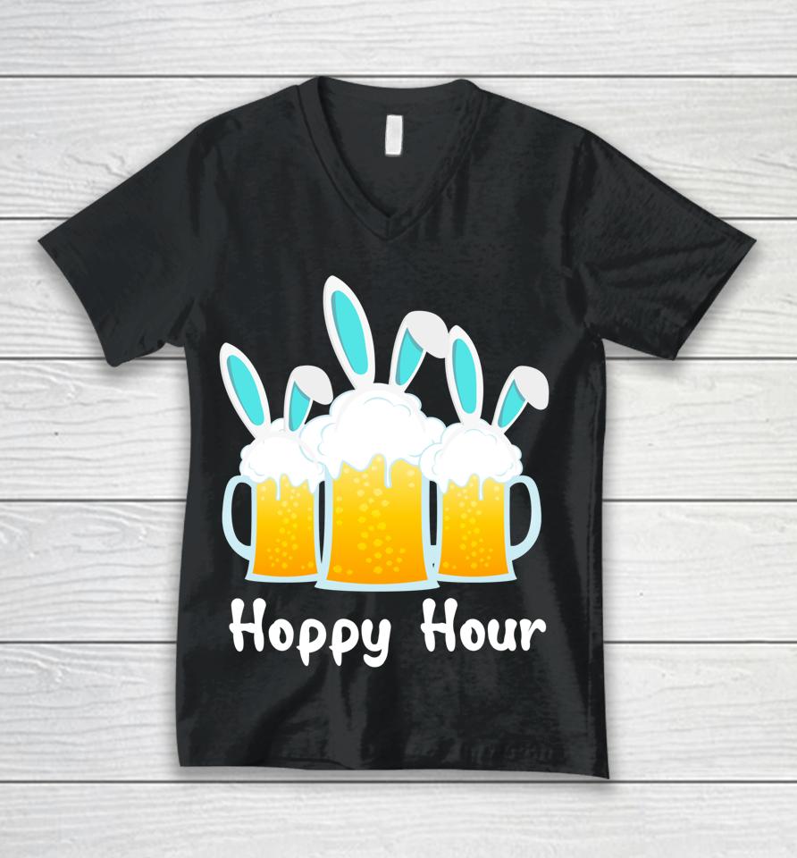 Happy Bunny Beer Drinking Punny Easter Unisex V-Neck T-Shirt
