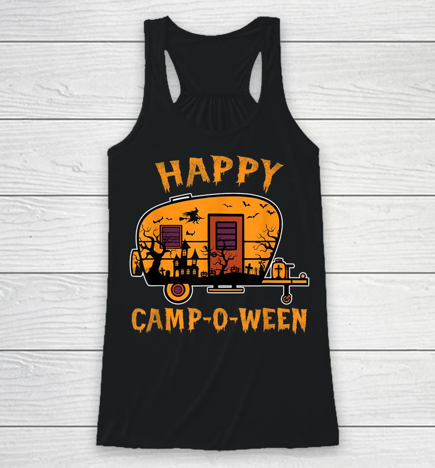 Happy Camp-O-Ween Camping Halloween Racerback Tank