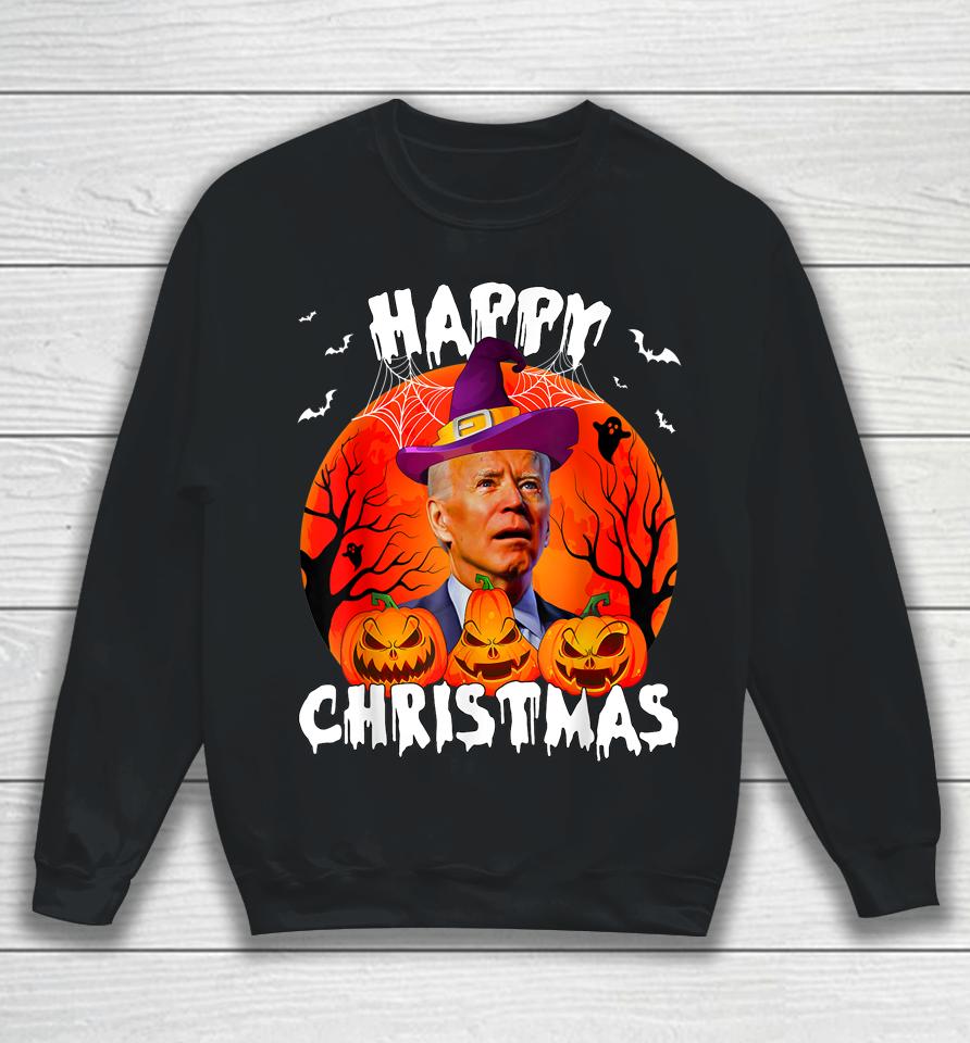 Happy Christmas Anti Joe Biden Funny Halloween 2022 Pumpkin Sweatshirt
