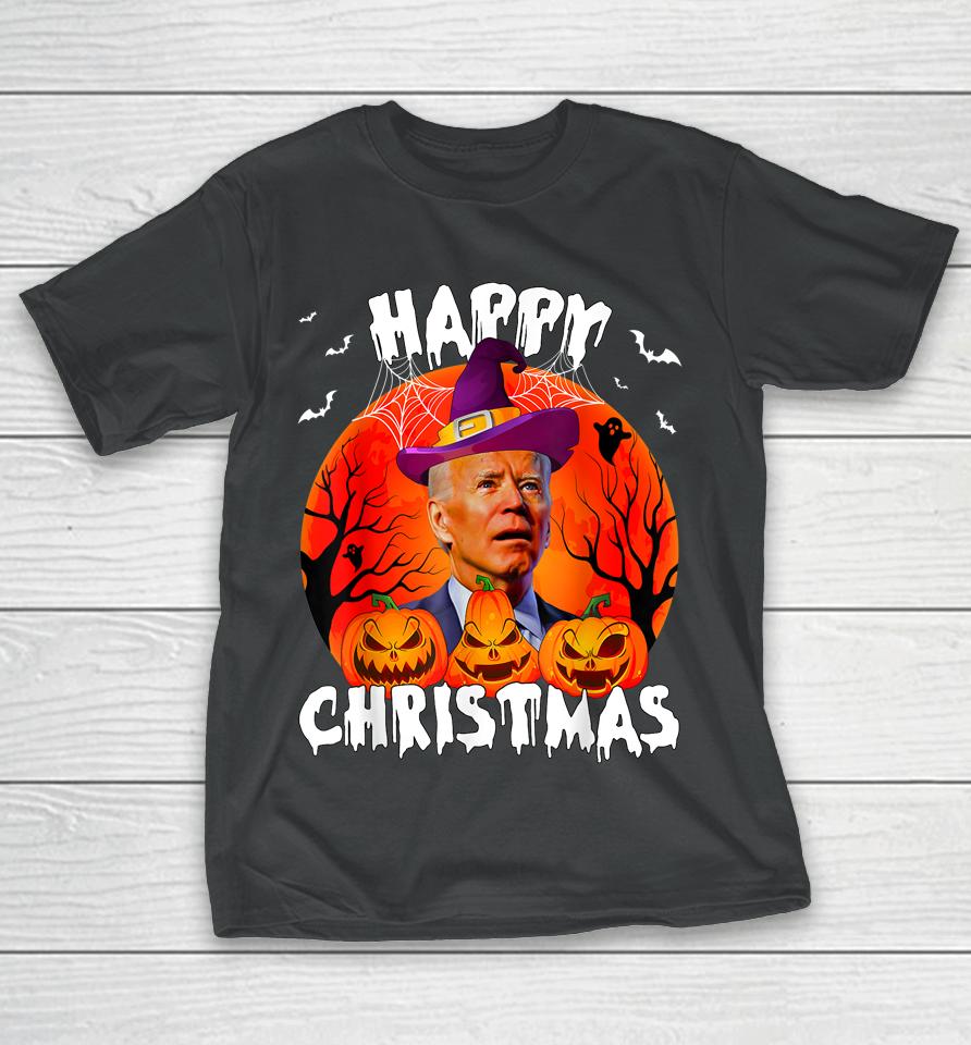 Happy Christmas Anti Joe Biden Funny Halloween 2022 Pumpkin T-Shirt