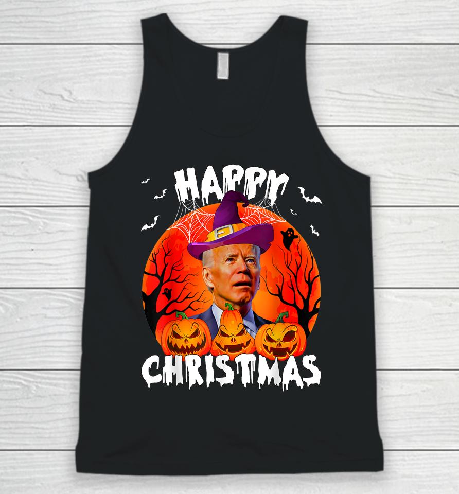 Happy Christmas Anti Joe Biden Funny Halloween 2022 Pumpkin Unisex Tank Top