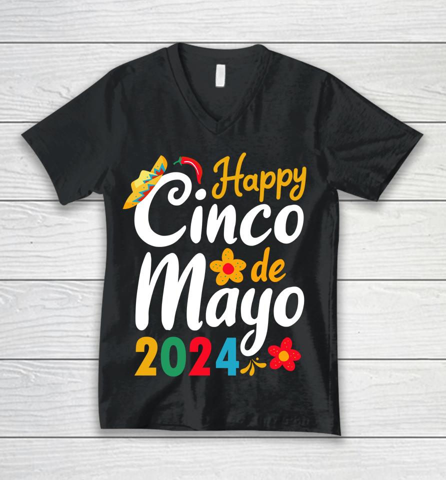 Happy Cinco De Mayo 2024 Mexico Unisex V-Neck T-Shirt