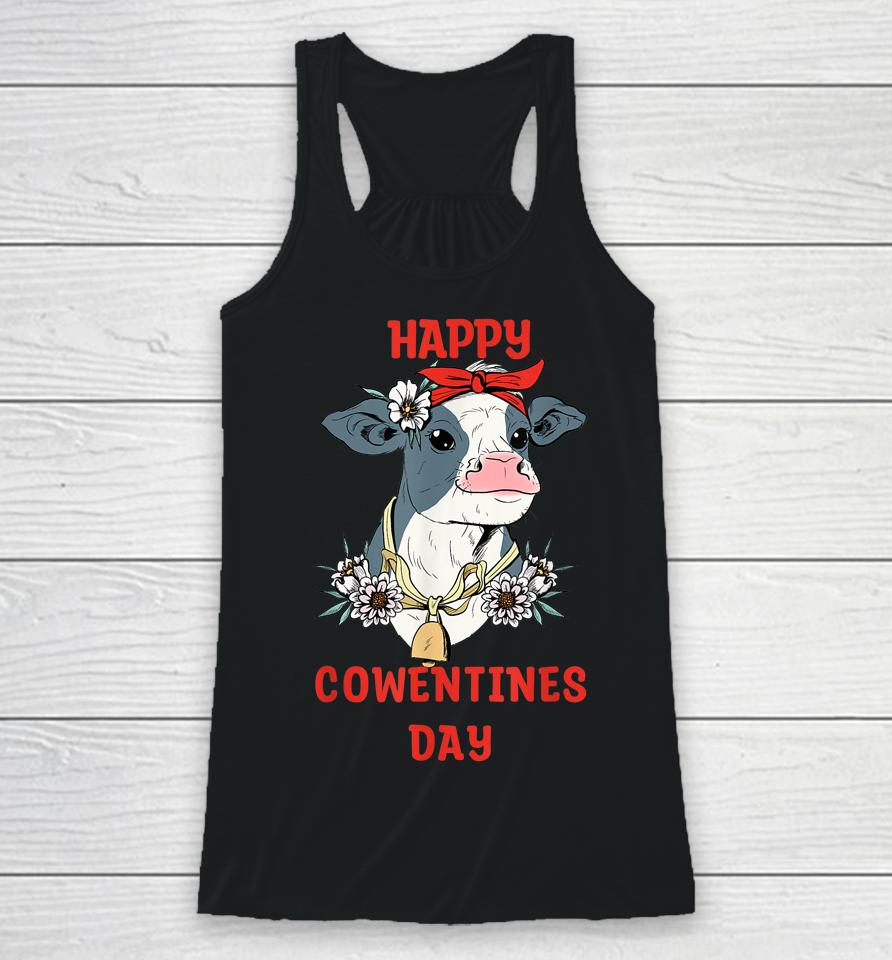 Happy Cowentines Farm Cow Valentine's Day Racerback Tank