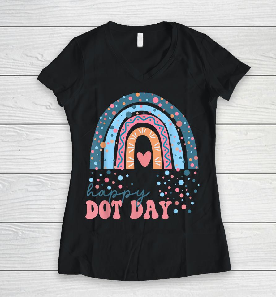 Happy Dot Day Colorful Rainbow Polka Dot Boys Women V-Neck T-Shirt