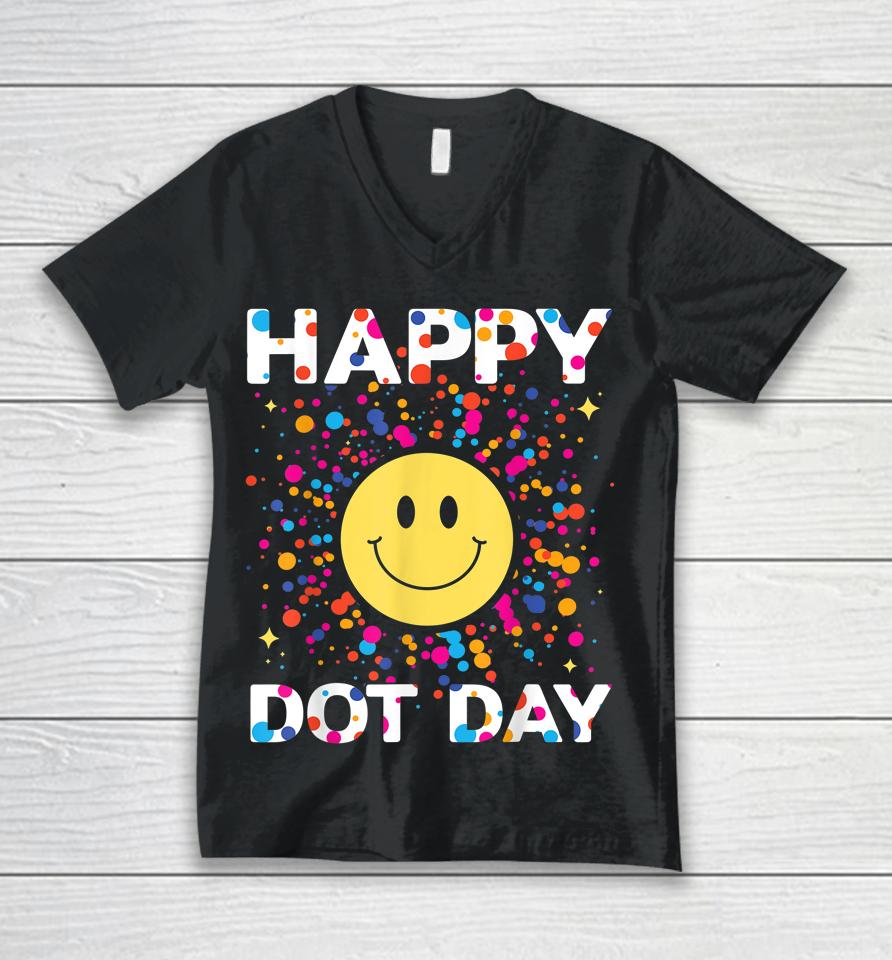 Happy Dot Day Colorful Rainbow Polka Dot Unisex V-Neck T-Shirt