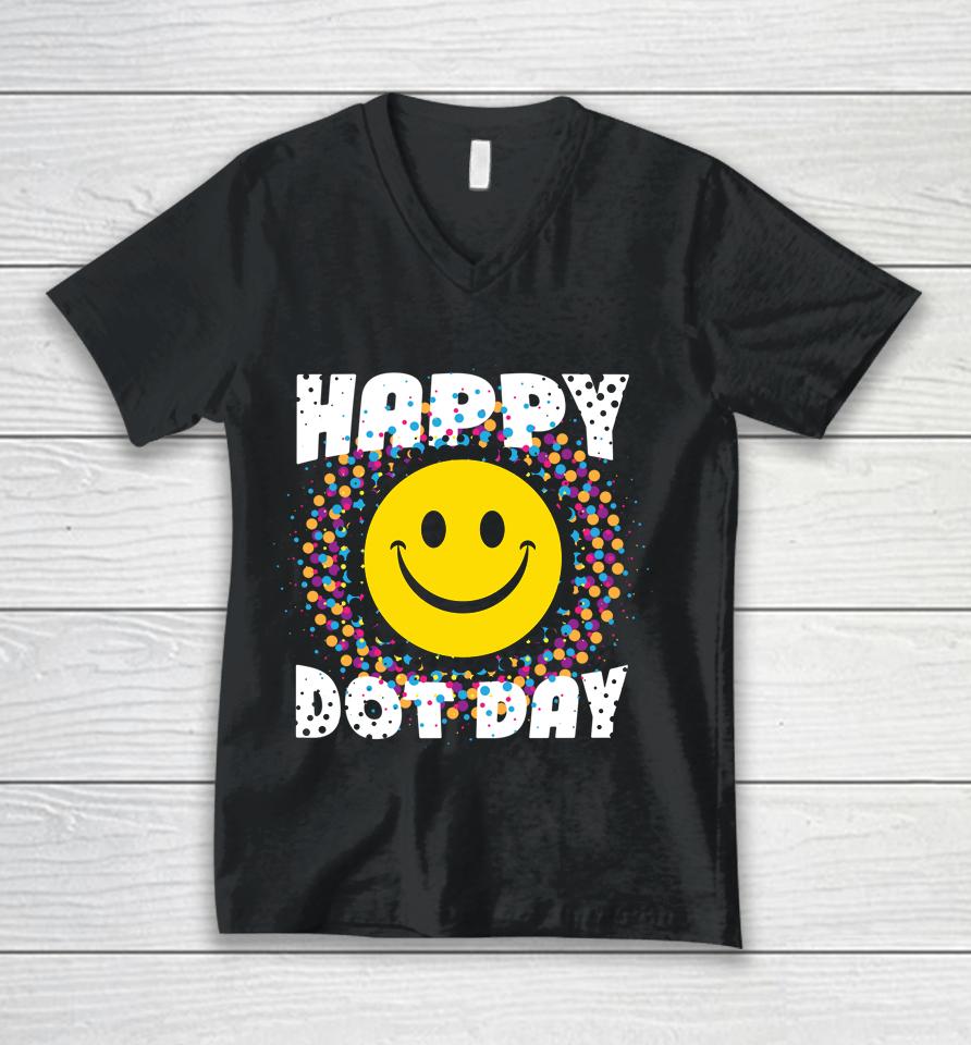 Happy Dot Day Colorful Rainbow Polka Dot Unisex V-Neck T-Shirt