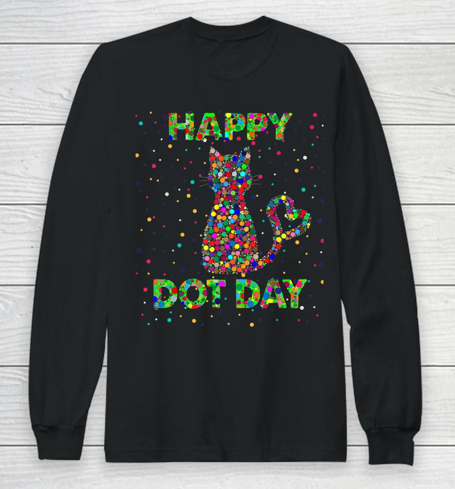 Happy Dot Day Funny Cat Color Long Sleeve T-Shirt