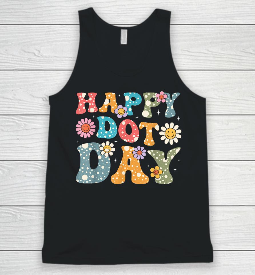 Happy Dot Day Hippie Flowers Retro Groovy Unisex Tank Top