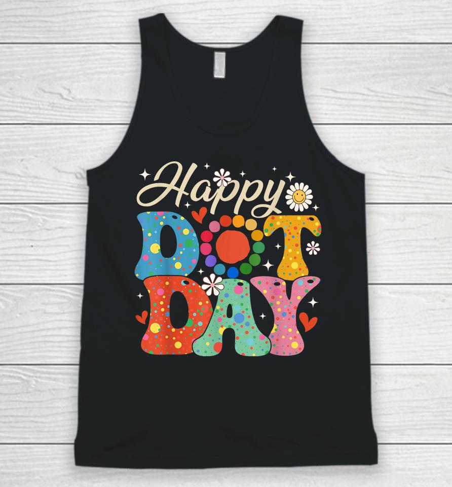 Happy Dot Day Hippie Flowers Smile Face Groovy Teacher Unisex Tank Top