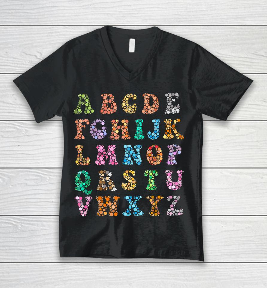 Happy Dot Day International Dot Day Polka Dot Alphabet Unisex V-Neck T-Shirt