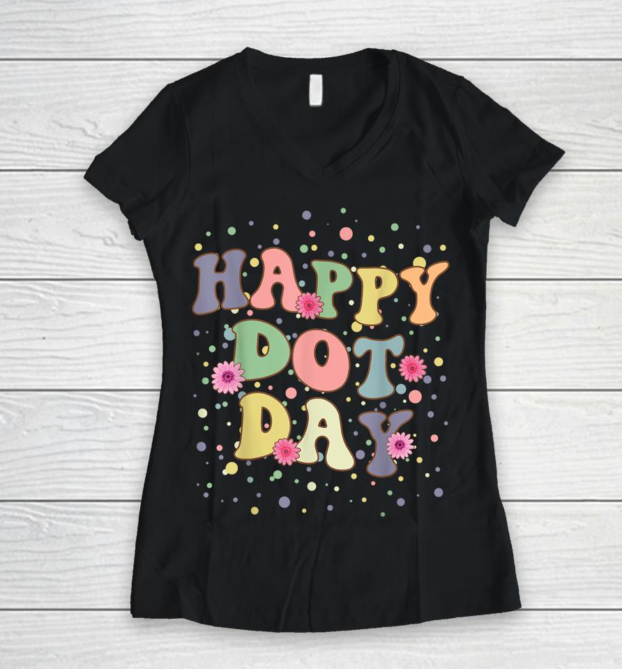 Happy Dot Day Women V-Neck T-Shirt
