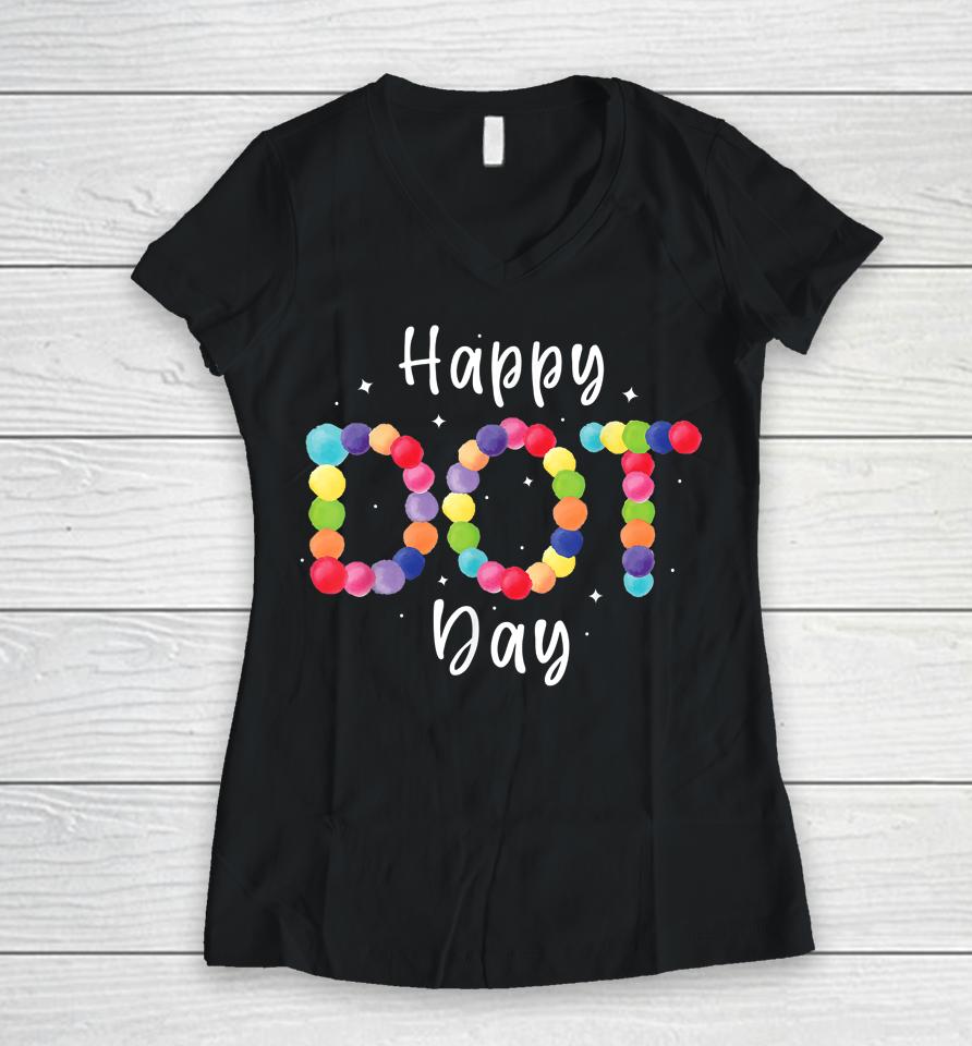 Happy Dot Day Women V-Neck T-Shirt