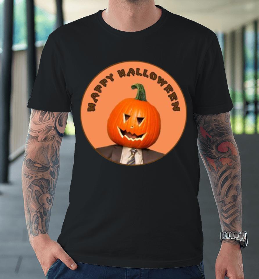 Happy Dwight Shrute The Office Pumpkin Head Halloween Premium T-Shirt