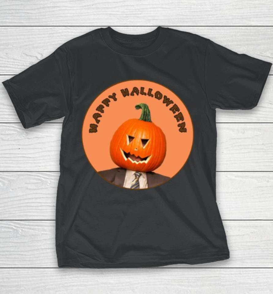 Happy Dwight Shrute The Office Pumpkin Head Halloween Youth T-Shirt