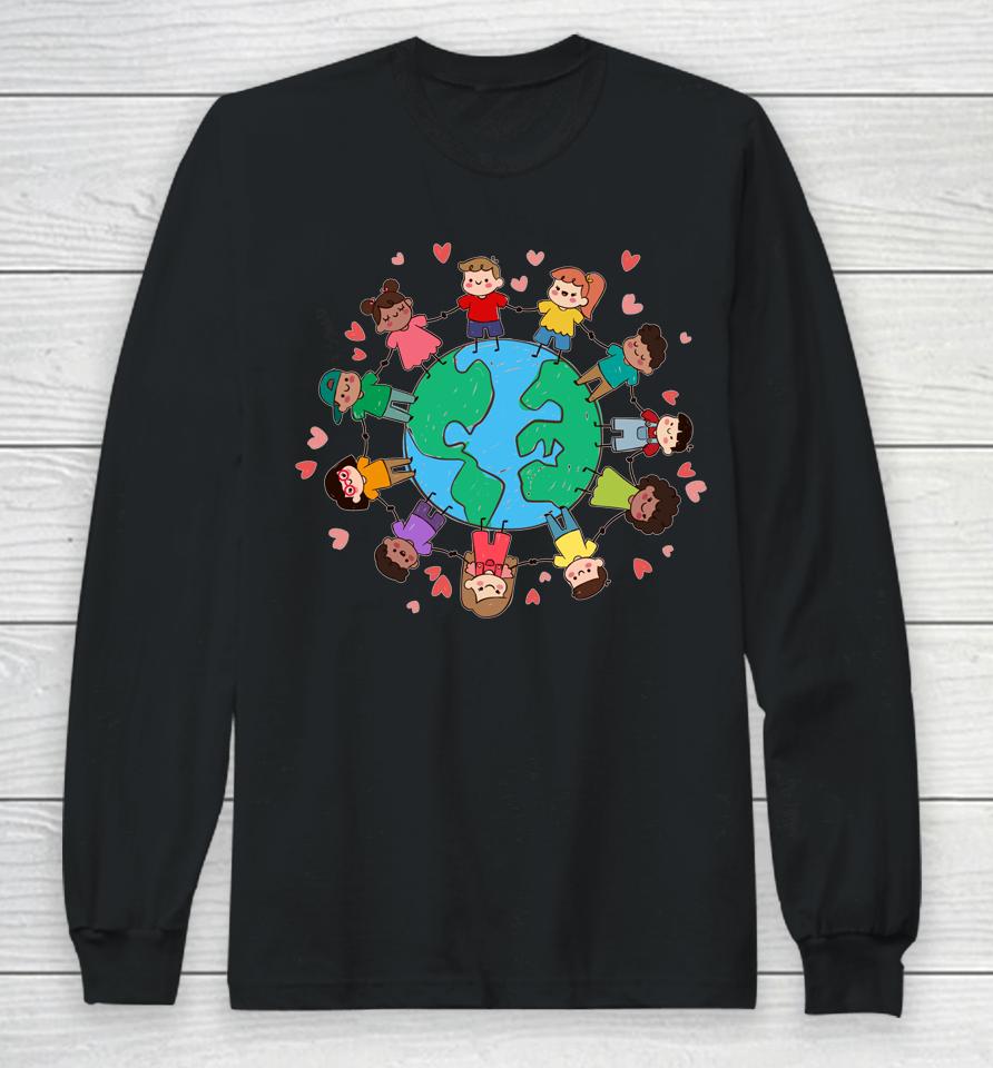 Happy Earth Day Children Around The World Long Sleeve T-Shirt
