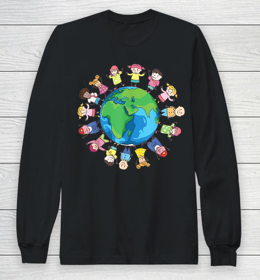 Happy Earth Day Children Around The World Long Sleeve T-Shirt