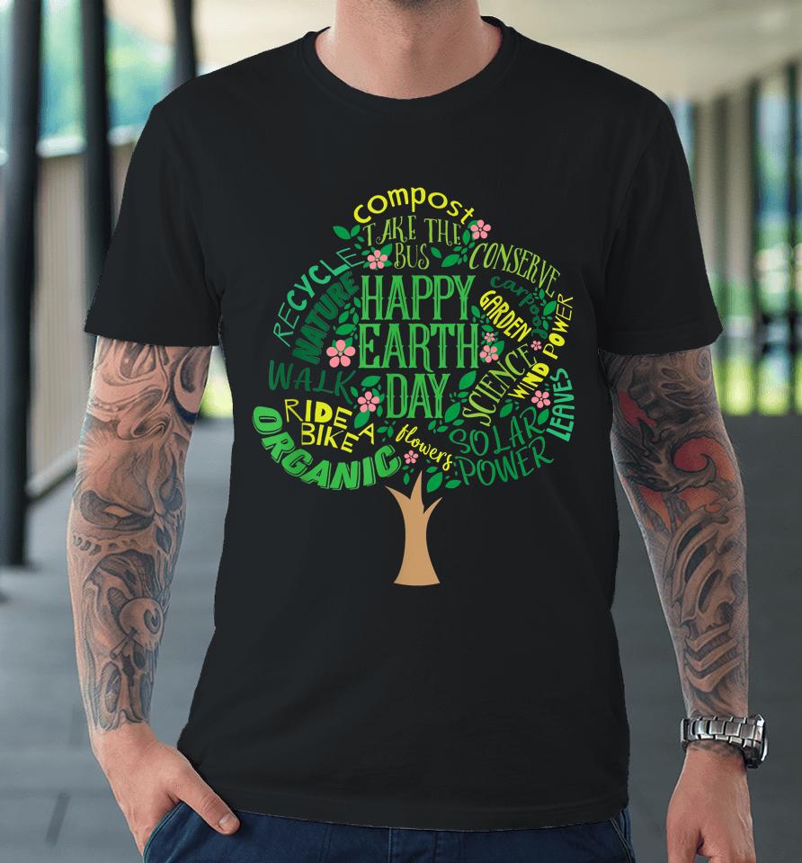 Happy Earth Day Cute Tree Drawing Premium T-Shirt