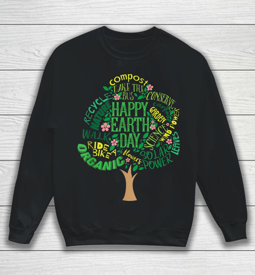 Happy Earth Day Cute Tree Drawing Sweatshirt