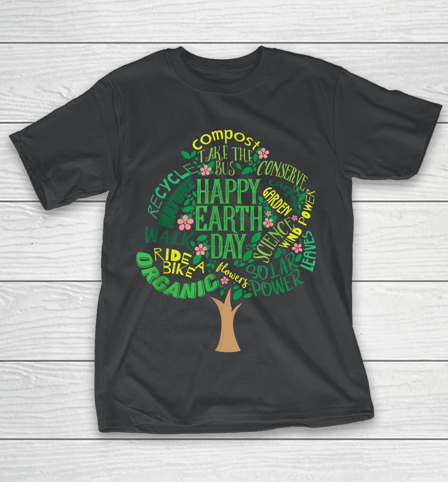Happy Earth Day Cute Tree Drawing T-Shirt