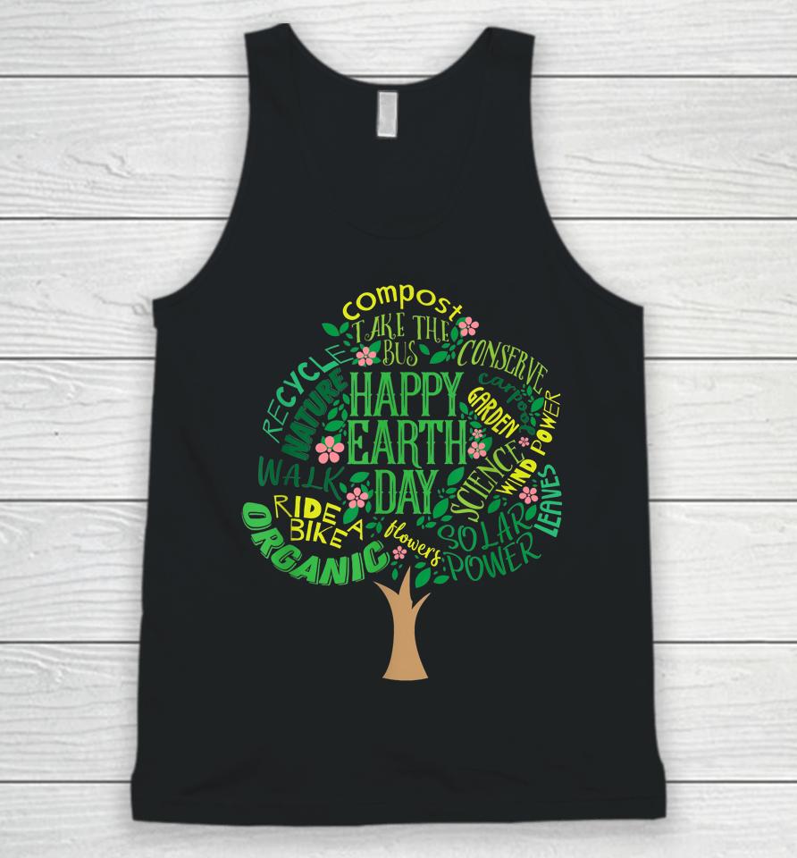 Happy Earth Day Cute Tree Drawing Unisex Tank Top