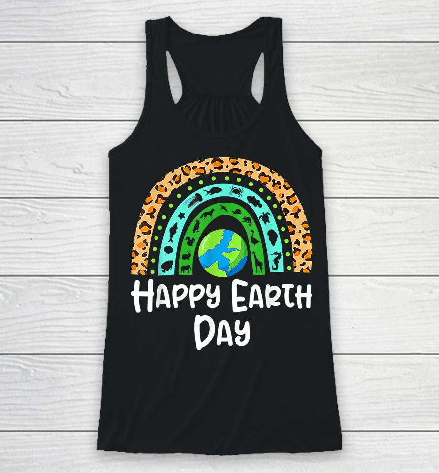 Happy Earth Day Rainbow Cute Earth Racerback Tank