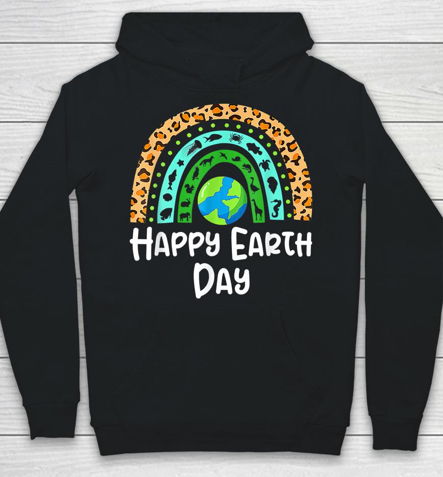 Happy Earth Day Rainbow Cute Earth Hoodie