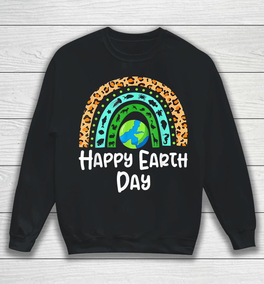 Happy Earth Day Rainbow Cute Earth Sweatshirt
