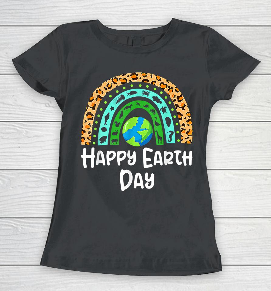 Happy Earth Day Rainbow Cute Earth Women T-Shirt