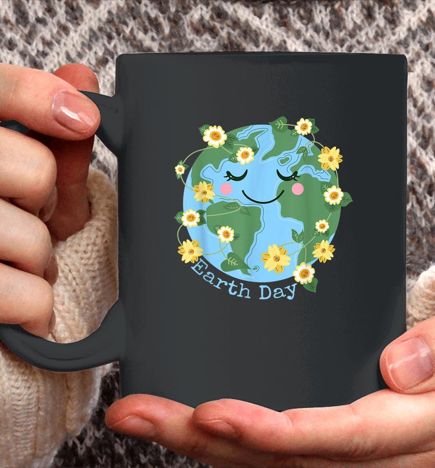 Happy Earth Day Shirt Cute Earth With Floral Earth Day 2023 Coffee Mug
