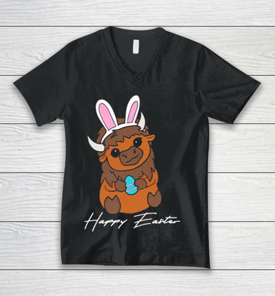 Happy Easter Buffalo Bunny Unisex V-Neck T-Shirt