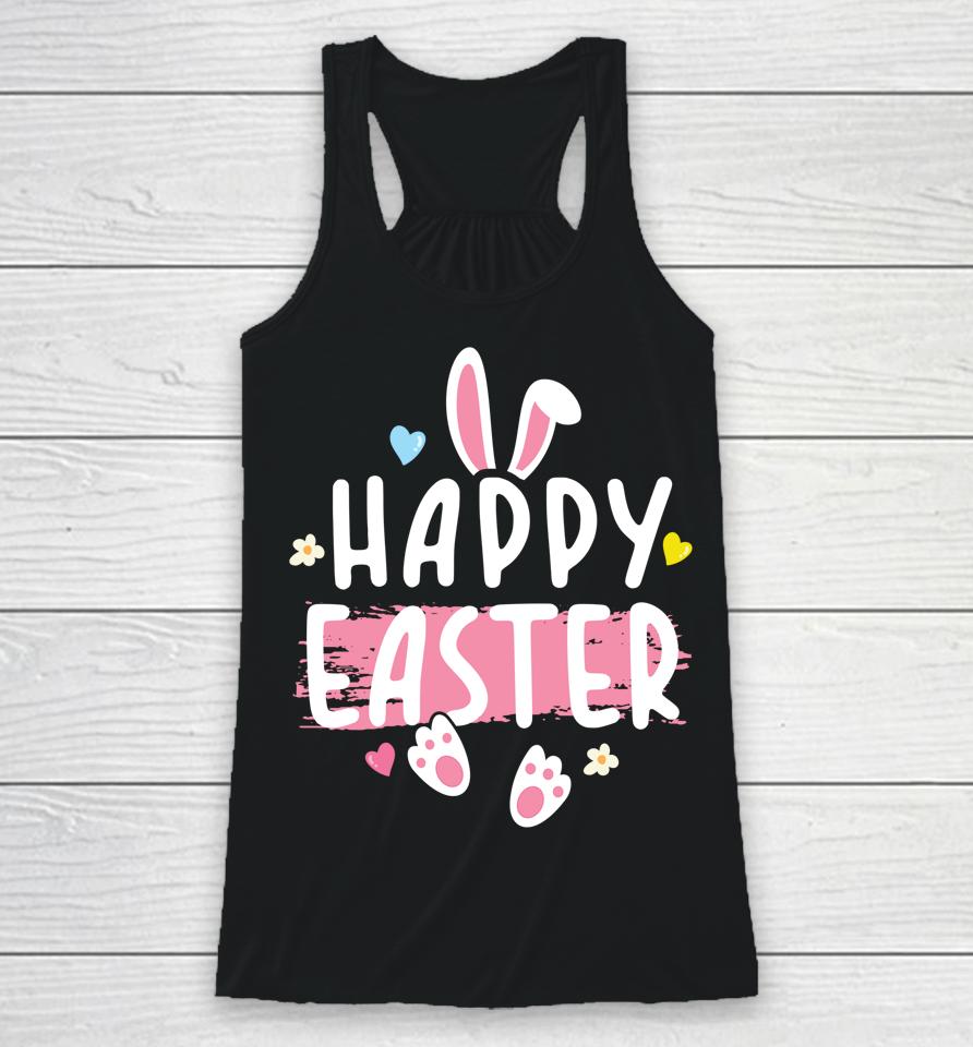 Happy Easter Bunny Rabbit Face Funny Easter Day Racerback Tank