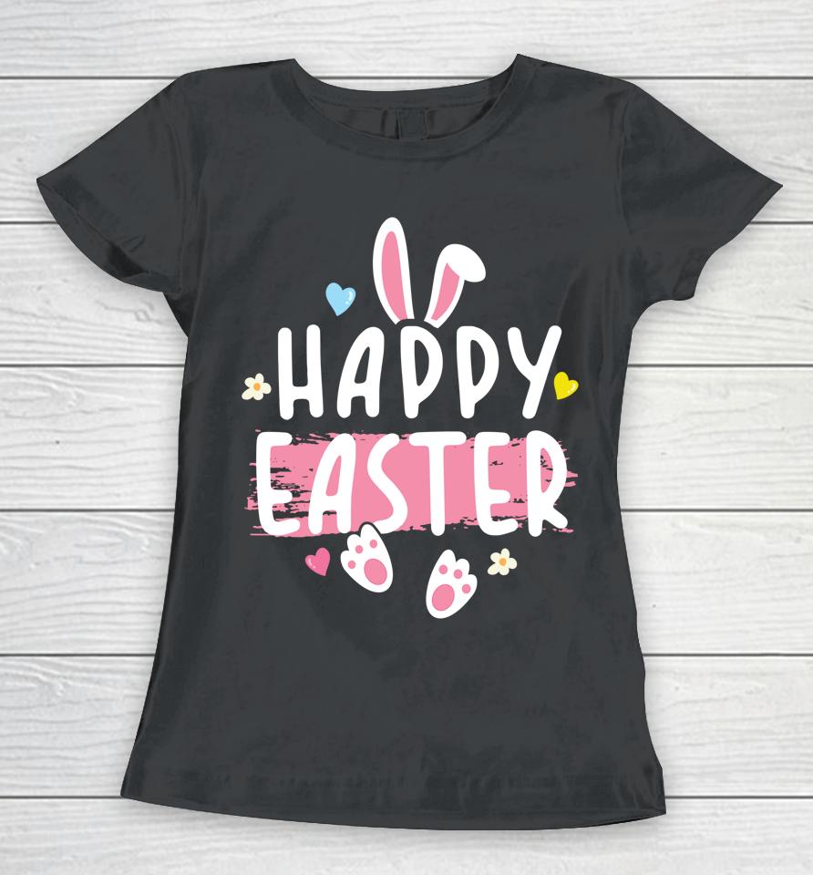 Happy Easter Bunny Rabbit Face Funny Easter Day Women T-Shirt