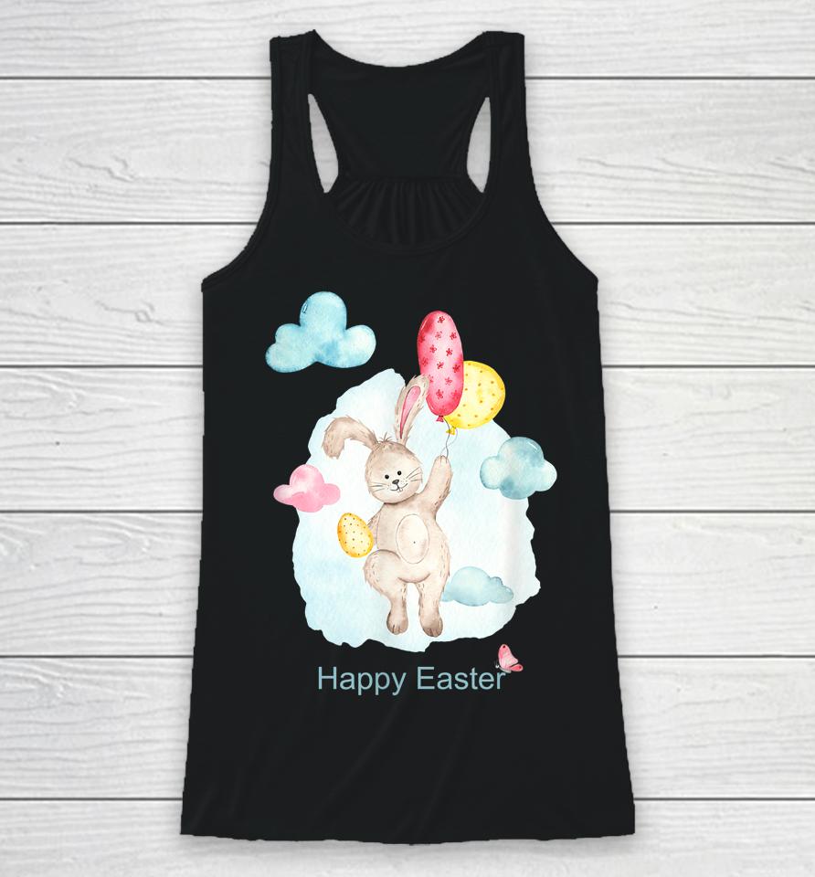 Happy Easter Card Cute Bunny Racerback Tank