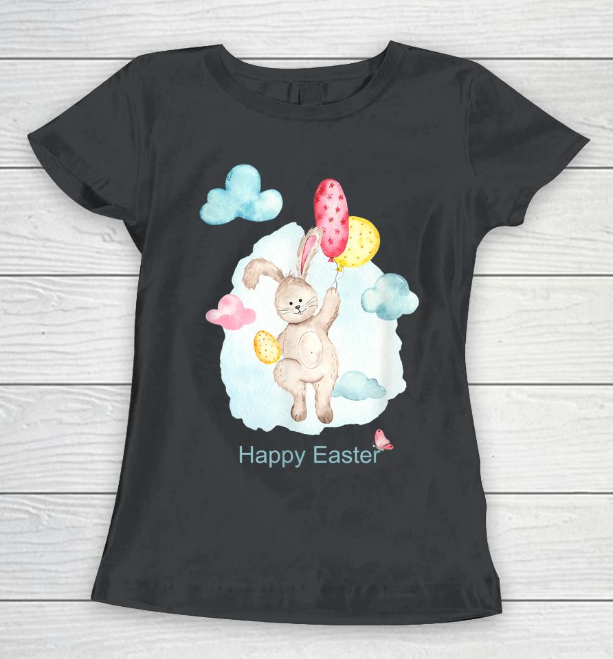 Happy Easter Card Cute Bunny Women T-Shirt