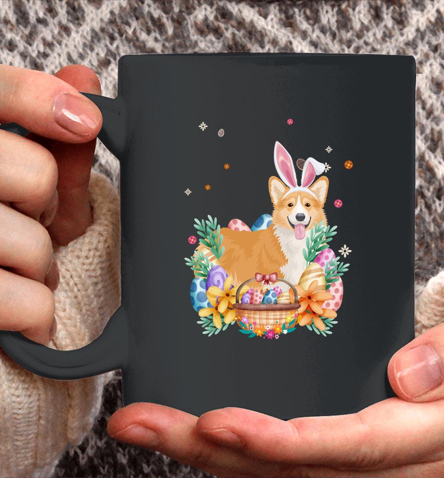 Happy Easter Cute Bunny Corgi Wearing Bunny Ears Coffee Mug