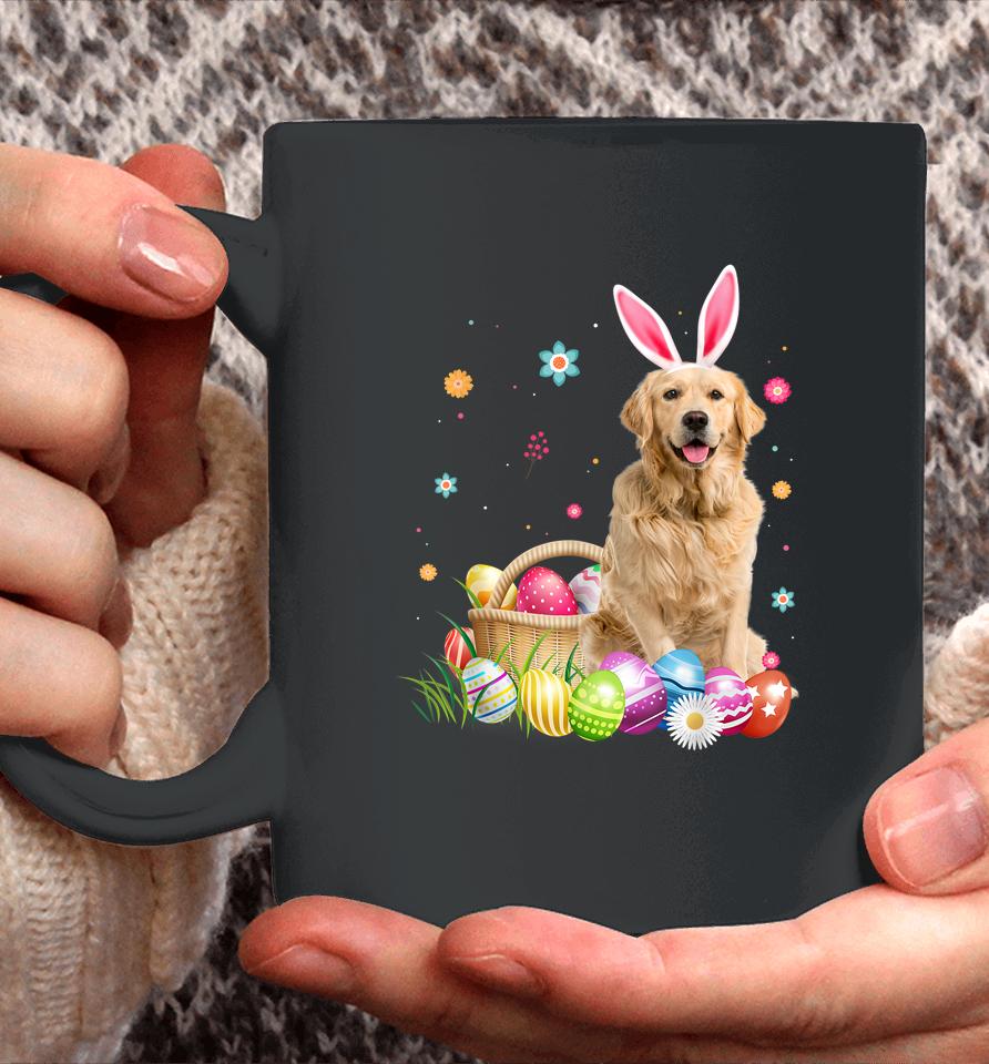 Happy Easter Cute Bunny Golden Retriever Wearing Bunny Ears Coffee Mug