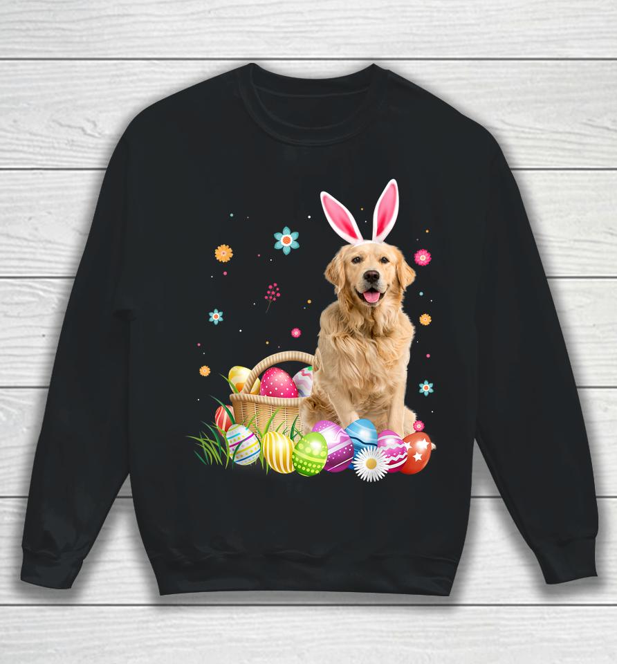 Happy Easter Cute Bunny Golden Retriever Wearing Bunny Ears Sweatshirt