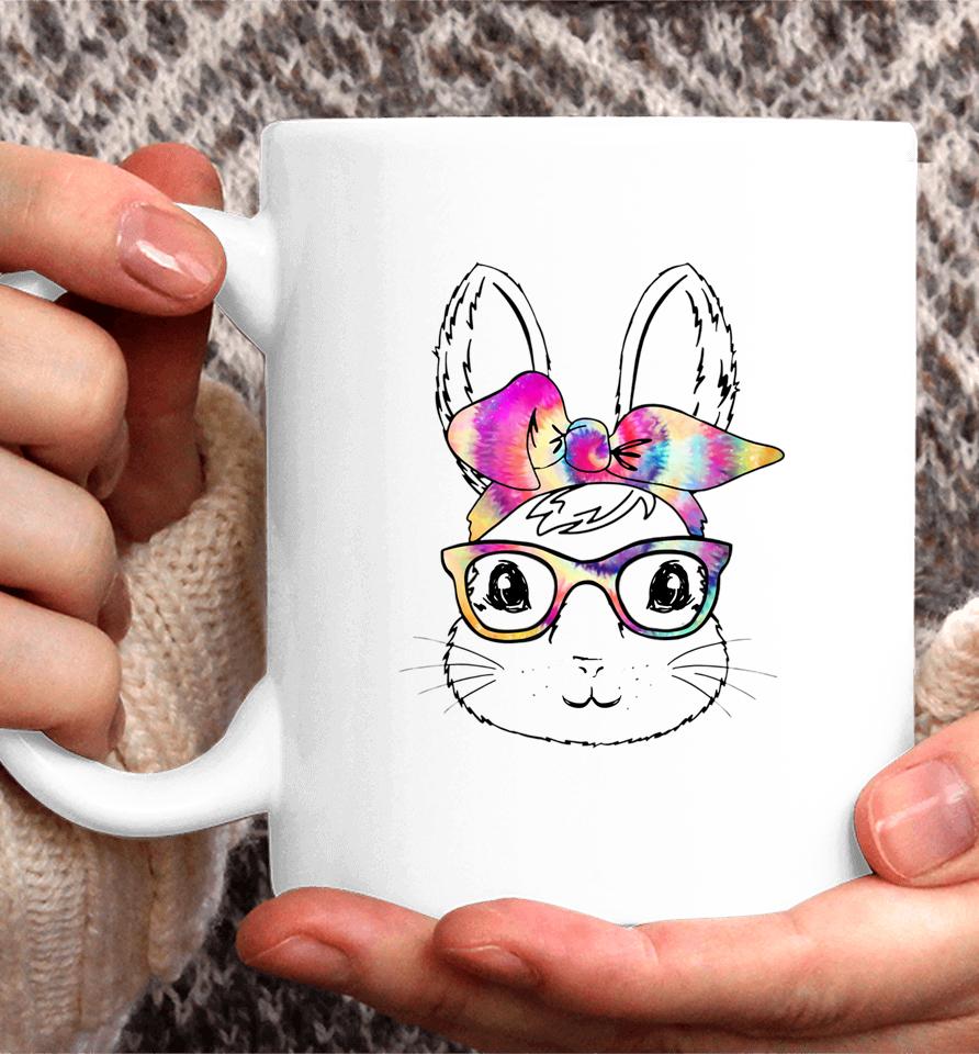 Happy Easter Day Cute Bunny Rabbit Face Tie Dye Glasses Girl Easter Coffee Mug