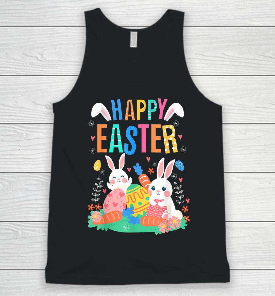 Happy Easter Day Cute Bunny With Eggs Easter Girls Unisex Tank Top